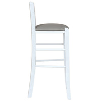 Sgabello legno bianco sedile in similpelle tortora h67 cm da terra alla seduta