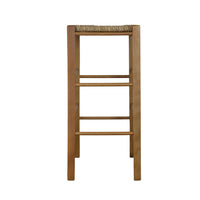 Sgabello legno con seduta quadrata in paglia h 70 cm noce chiaro gambe dritte