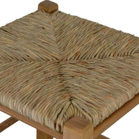 Sgabello legno con seduta quadrata in paglia h 70 cm noce chiaro gambe dritte