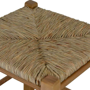 Sgabello legno con seduta quadrata in paglia h 70 cm noce chiaro gambe dritte