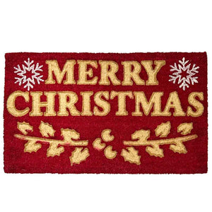Zerbino rettangolare in fibra di cocco Merry Christmas cm 45 x 75 casa ingresso