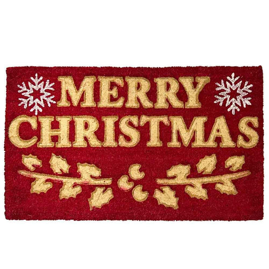 Zerbino rettangolare in fibra di cocco Merry Christmas cm 45 x 75 casa ingresso