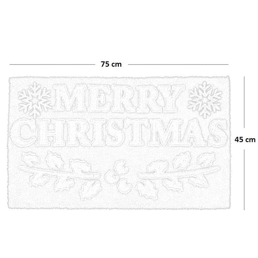 Zerbino rettangolare in fibra di cocco Merry Christmas cm 45 x 75 casa ingresso