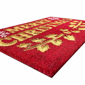Zerbino rettangolare in fibra di cocco Merry Christmas cm 45 x 75 casa ingresso