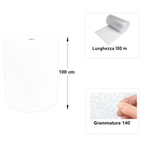 Rotolo pluriball con bolle d’aria per imballaggi h 1 m x 100 m grammatura 140 g