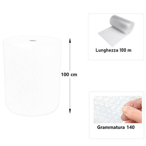 Rotolo pluriball con bolle d’aria per imballaggi h 1 m x 100 m grammatura 140 g