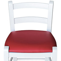Sgabello legno bianco sedile in similpelle rosso h 67 cm da terra alla seduta