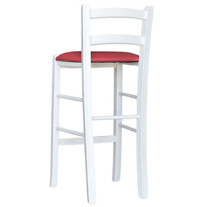 Sgabello legno bianco sedile in similpelle rosso h 67 cm da terra alla seduta