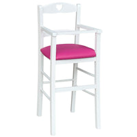 Seggiolone in legno bianco con seduta ecopelle lilla