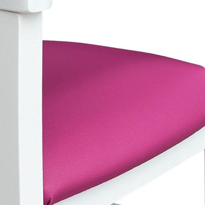 Seggiolone in legno bianco con seduta ecopelle lilla