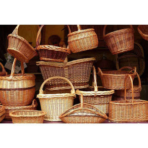 Cesto in vimini paniere Matilde ovale bicolore  manico cm 51.5 x cm 42 h 24