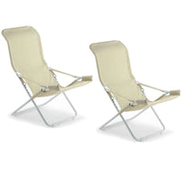 Sedia sdraio fiam fiesta telaio acciaio bianco con telo in juta 127BSJUT x 2