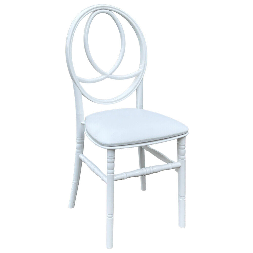 Sedia bianca con cuscino similpelle new phoenix in plastica monoblocco