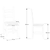 Sedia rusticona in legno con seduta in paglia grezza da verniciare