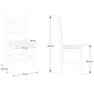 Sedia rusticona in legno con seduta in paglia grezza da verniciare