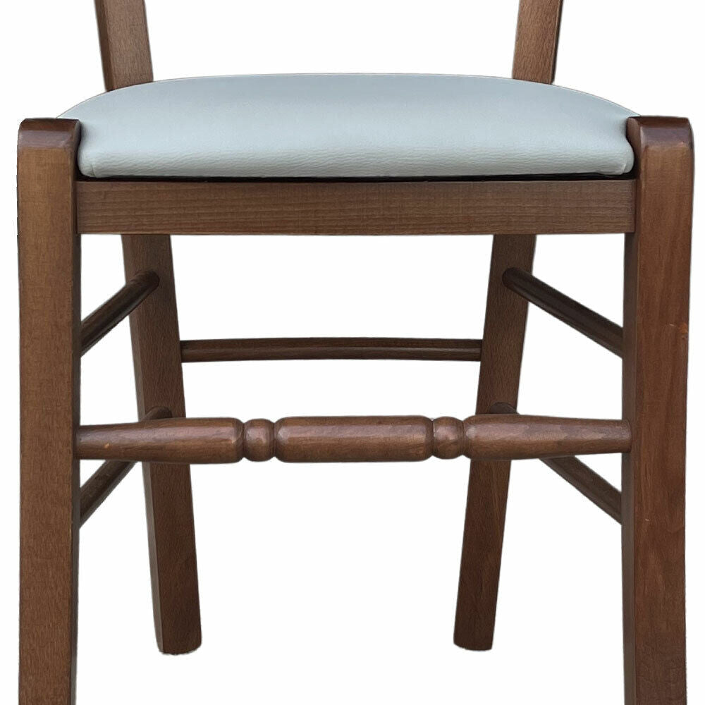 Sedia Loris legno noce scuro con seduta imbottita in similpelle grigio ghiaccio