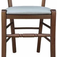 Sedia Loris legno noce scuro con seduta imbottita in similpelle grigio ghiaccio