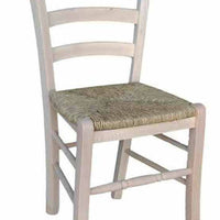 Sedia in legno Lucy grezza da verniciare con seduta in paglia