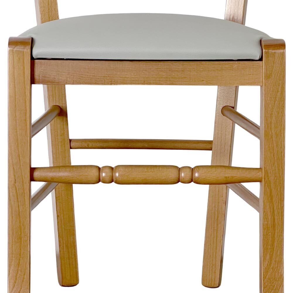 Sedia Loris in Noce Chiaro con Seduta similpelle grigio