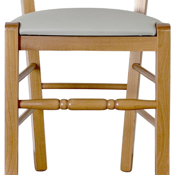 Sedia Loris in Noce Chiaro con Seduta similpelle grigio