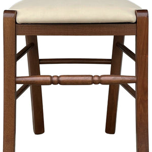 Sedia in legno Loris noce scuro con seduta imbottita in similpelle beige