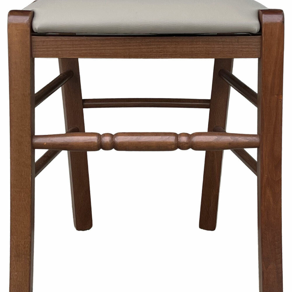 Sedia legno loris noce scuro con seduta imbottita similpelle grigio tortora