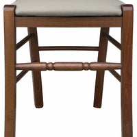 Sedia legno loris noce scuro con seduta imbottita similpelle grigio tortora