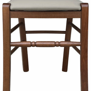 Sedia legno loris noce scuro con seduta imbottita similpelle grigio tortora