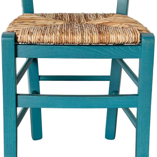 Sedia legno venezia turchese con seduta in paglia di riso
