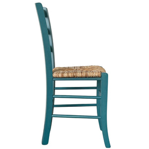 Sedia legno venezia turchese con seduta in paglia di riso