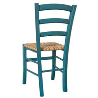 Sedia legno venezia turchese con seduta in paglia di riso