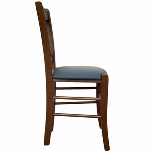 Sedia legno Loris noce scuro con seduta imbotta in similpelle grigio antracite