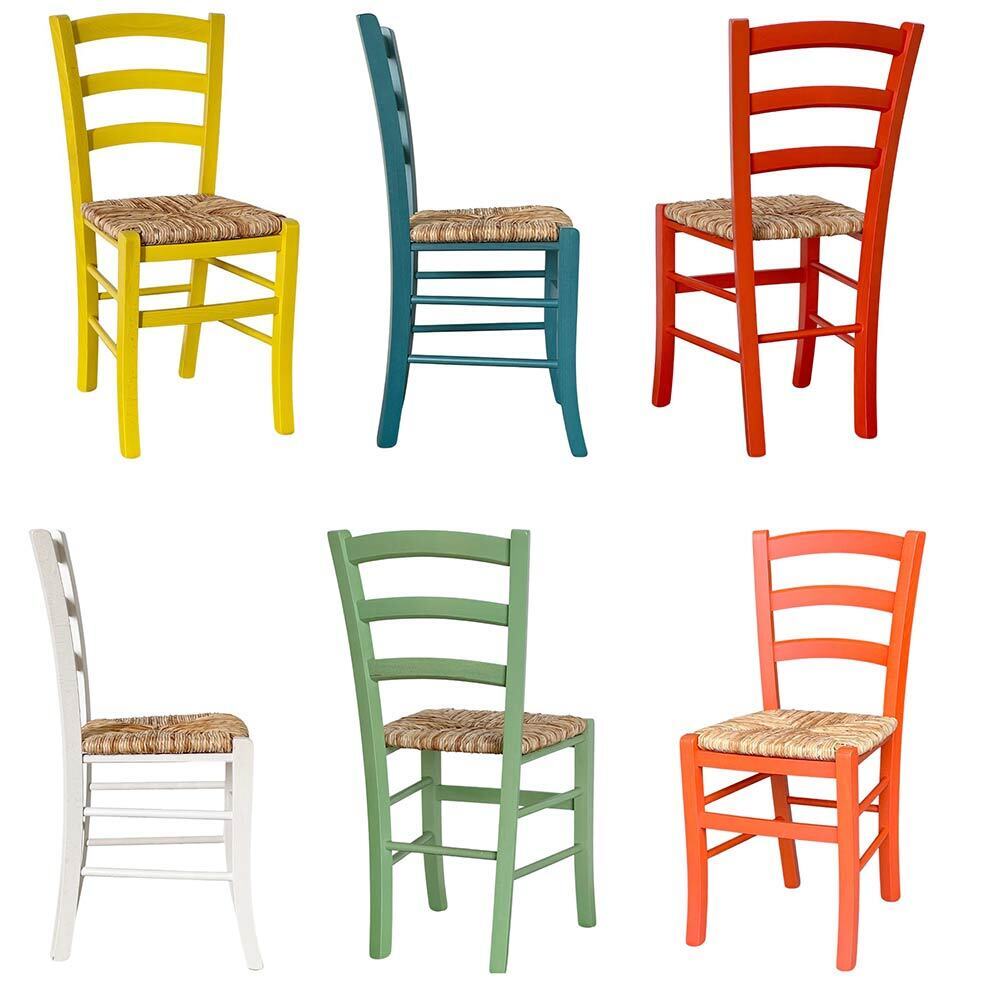 Set di 6 sedie in legno venezia arancio giallo turchese verde bianco rosso