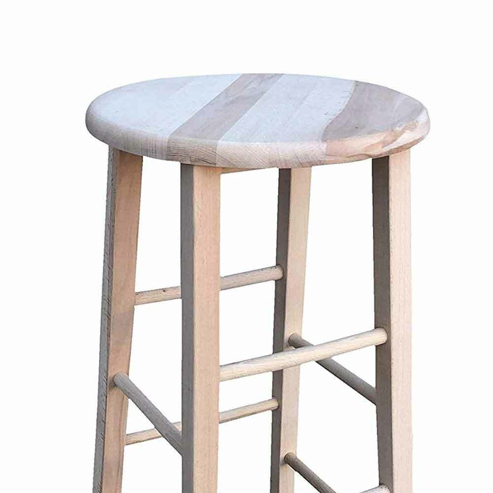 Sgabello legno con seduta rotonda h80cm grezzo da verniciare piedi dritti