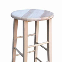 Sgabello legno con seduta rotonda h80cm grezzo da verniciare piedi dritti