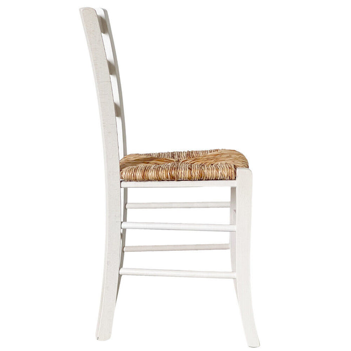 Sedia legno venezia bianco con seduta in paglia di riso