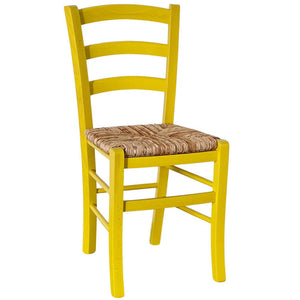 Sedia legno venezia giallo con seduta in paglia di riso