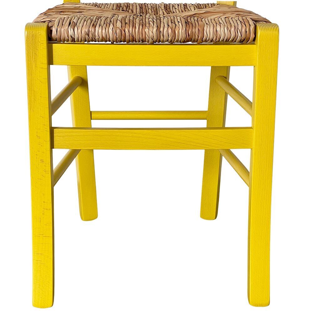 Sedia legno venezia giallo con seduta in paglia di riso