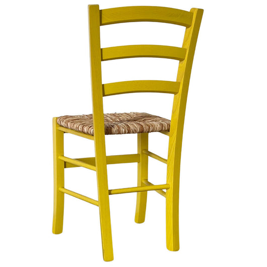 Sedia legno venezia giallo con seduta in paglia di riso