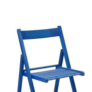 Sedia pieghevole salvaspazio in legno di faggio blu bar casa pub mare giardino