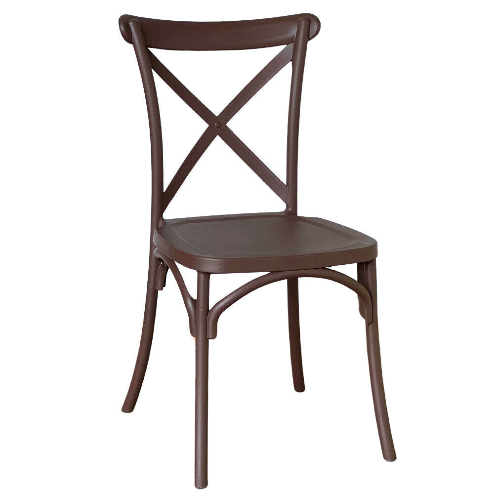 Sedia sprint in plastica a croce marrone impilabile