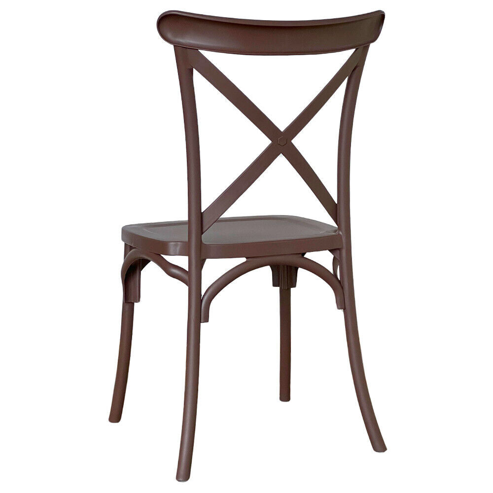 Sedia sprint in plastica a croce marrone impilabile