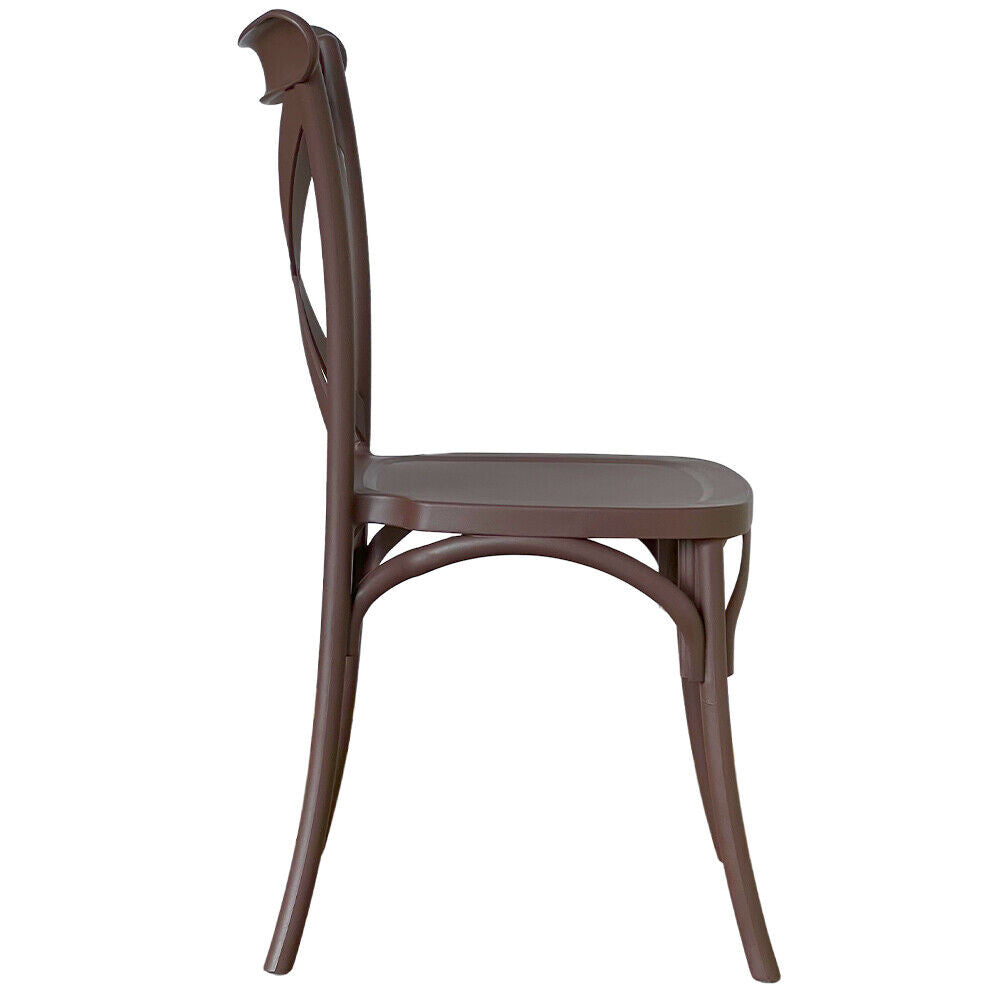 Sedia sprint in plastica a croce marrone impilabile