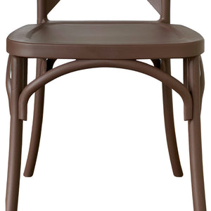 Sedia sprint in plastica a croce marrone impilabile