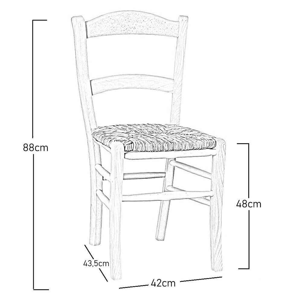 Sedia da pranzo marocca con seduta in paglia riso grezza da verniciare