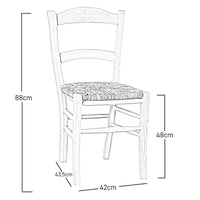 Sedia da pranzo marocca con seduta in paglia riso grezza da verniciare