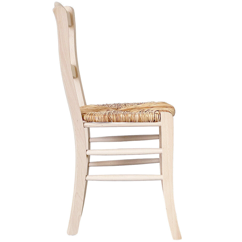 Sedia da pranzo marocca con seduta in paglia riso grezza da verniciare