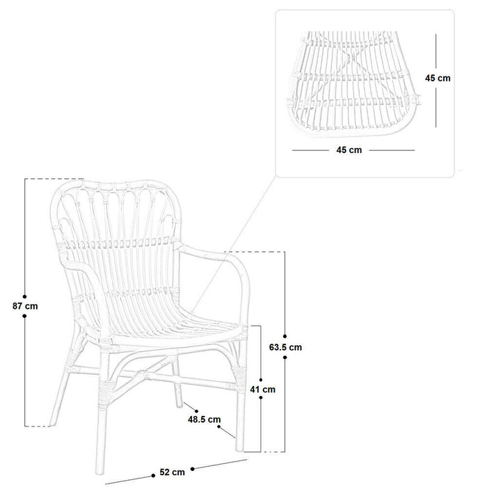 Poltrona sedia Mandola in vero legno di bambù e vimini naturale intrecciato