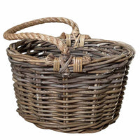 Cesto in giunco Kabu con manico in fune diametro 38 x h 22,5 cm