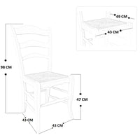 Set 6 sedie Montanara in legno massello noce scuro seduta in paglia casa hotel
